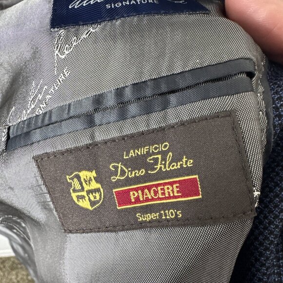 Austin Reed Signature Blazer Men’s 44R Blue Wool Super 110s Piacere Fabric - Picture 5 of 8